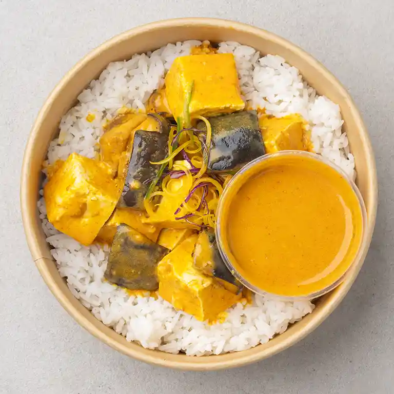 Thai Tofu & Eggplant Turmeric Curry with Jasmine Rice